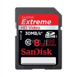SanDisk（闪迪）Extreme HD Video 8GB SDHC存储卡 30MB/S（200X）